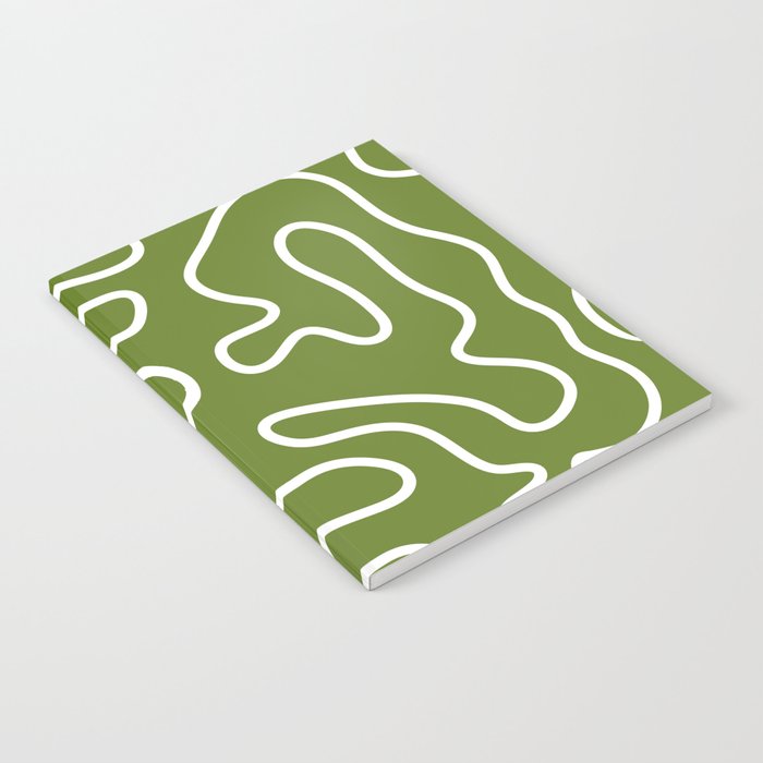 Squiggle Maze Minimalist Abstract Pattern Olive Moss Green Notebook Gallery Image 2