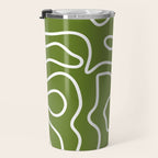 Squiggle Maze Minimalist Abstract Pattern Olive Moss Green Travel Mug Gallery Image 3