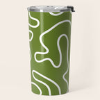 Squiggle Maze Minimalist Abstract Pattern Olive Moss Green Travel Mug Gallery Image 2