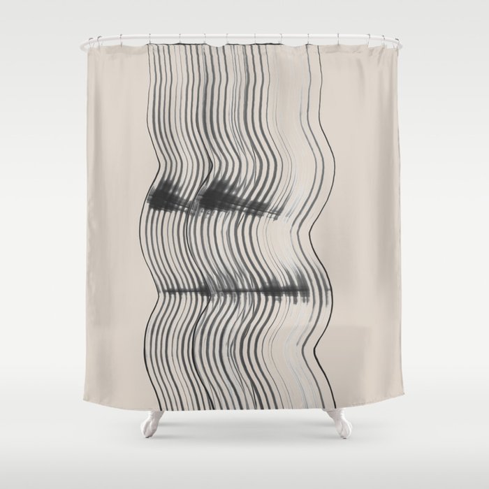 Neutral Minimal Graphic Shower Curtain Gallery Image 1