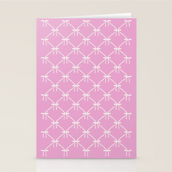 Bows & Ribbons Pattern LIII Y2K Fuchsia Pink Stationery Card Gallery Image 2