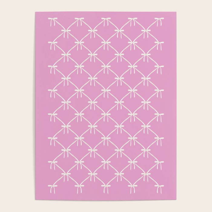 Bows & Ribbons Pattern LIII Y2K Fuchsia Pink Poster Gallery Image 4
