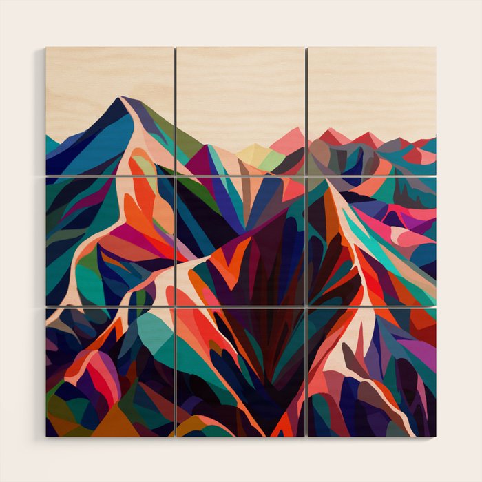 Mountains sunset warm Wood Wall Art Gallery Image 1