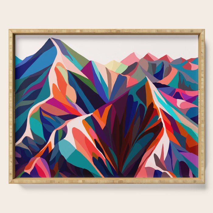 Mountains sunset warm Serving Tray Gallery Image 1