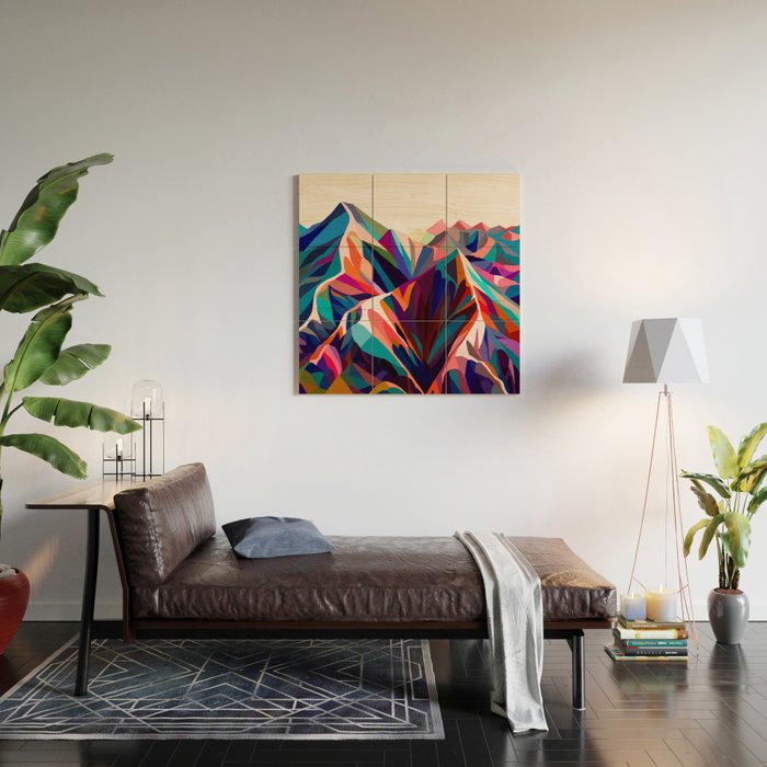 Mountains sunset warm Wood Wall Art Gallery Image 2
