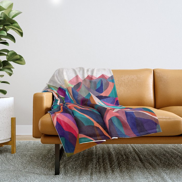 Mountains sunset warm Throw Blanket Gallery Image 1