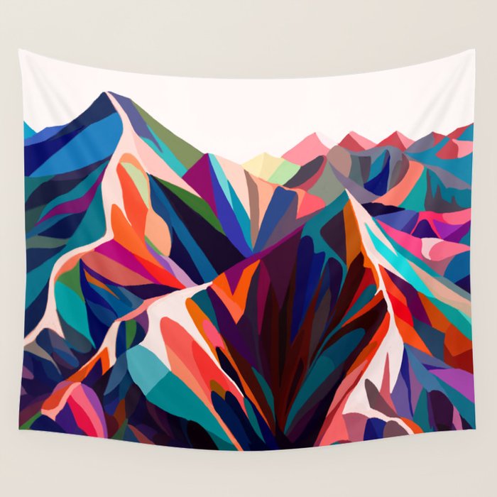 Mountains sunset warm Wall Tapestry Gallery Image 1