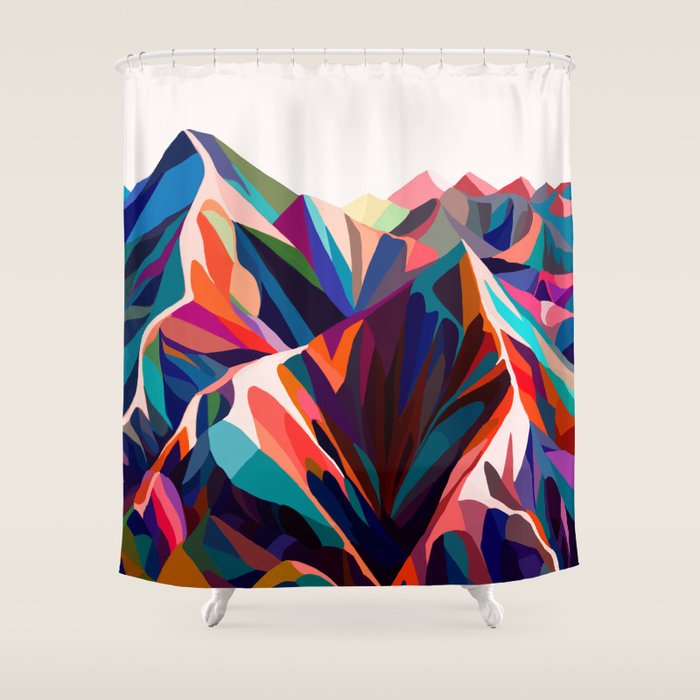 Mountains sunset warm Shower Curtain Gallery Image 1
