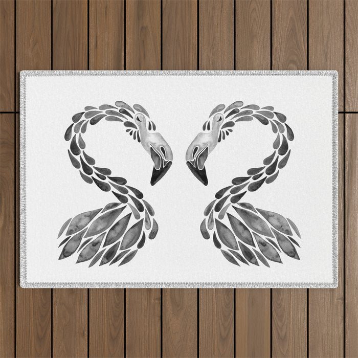 Miami Flamingo - Black Ink Outdoor Rug Gallery Image 1
