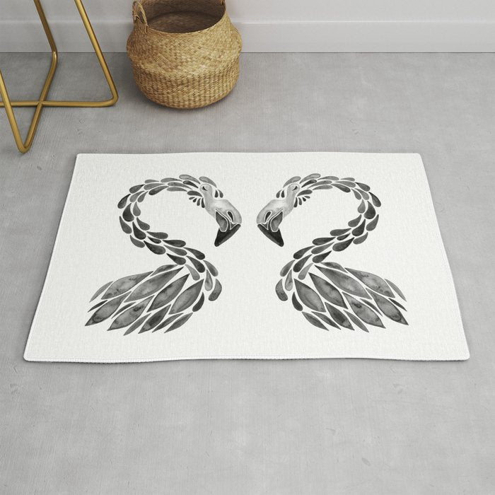 Miami Flamingo - Black Ink Rug Gallery Image 1