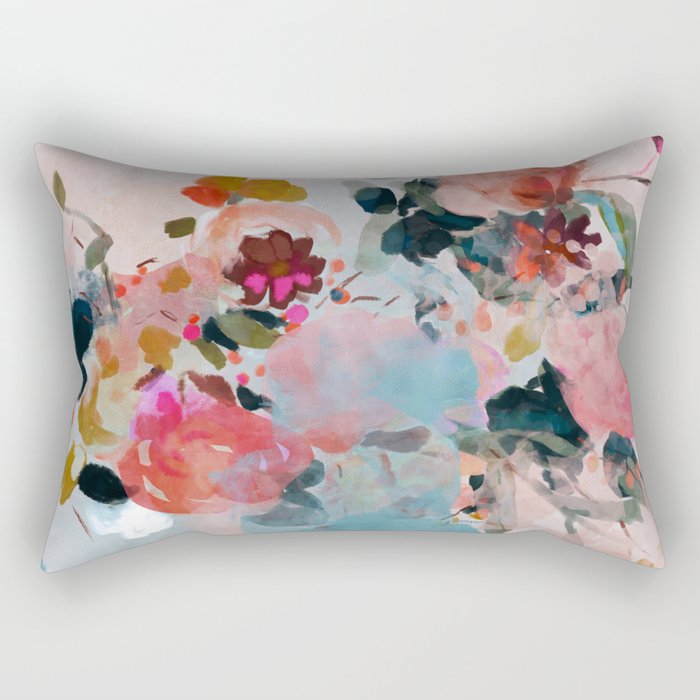 floral bloom abstract painting Rectangular Pillow Gallery Image 1