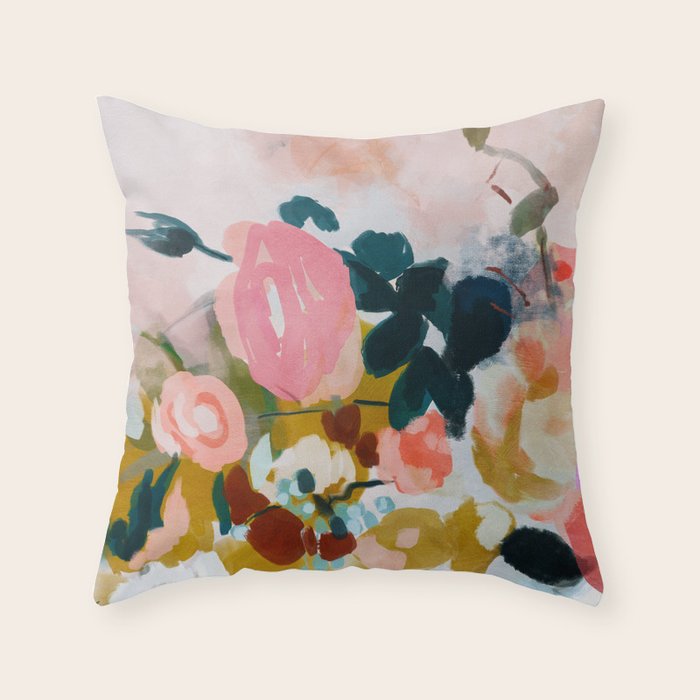 floral bloom abstract painting Throw Pillow Gallery Image 6