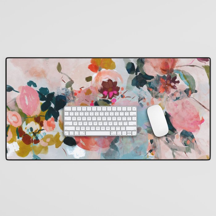 floral bloom abstract painting Desk Mat Gallery Image 1