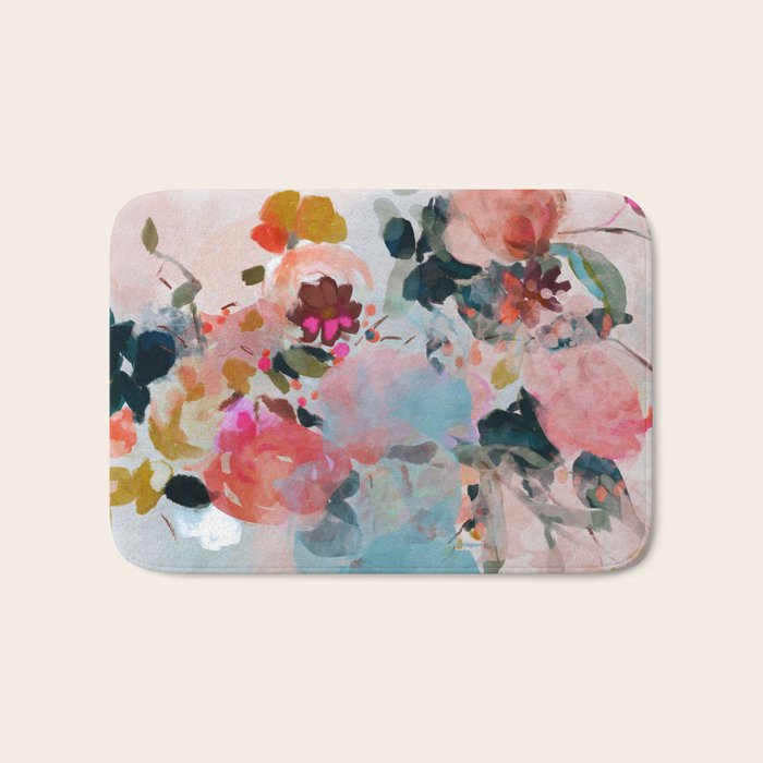 floral bloom abstract painting Bath Mat Gallery Image 1