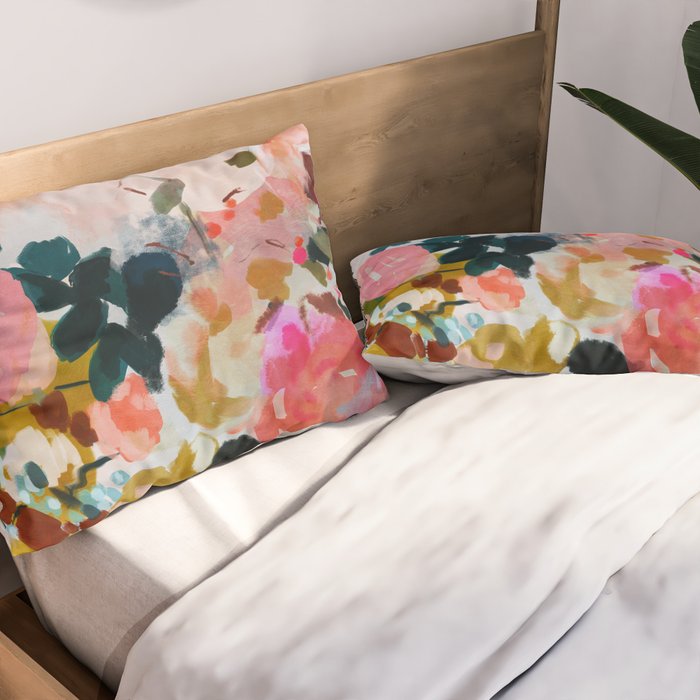 floral bloom abstract painting Pillow Sham Gallery Image 2