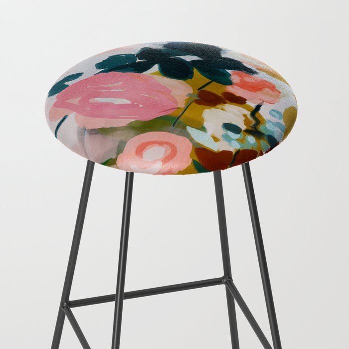 floral bloom abstract painting Stool Gallery Image 2