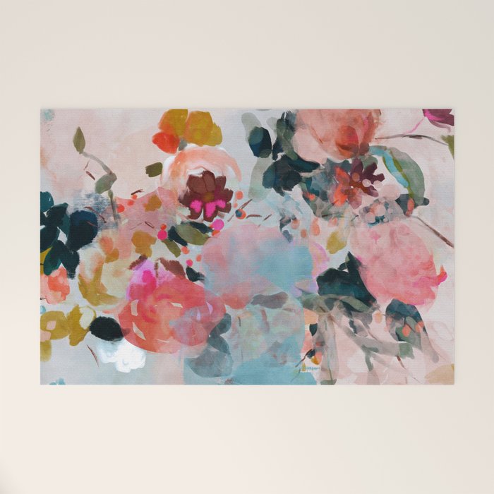 floral bloom abstract painting Welcome Mat Gallery Image 1