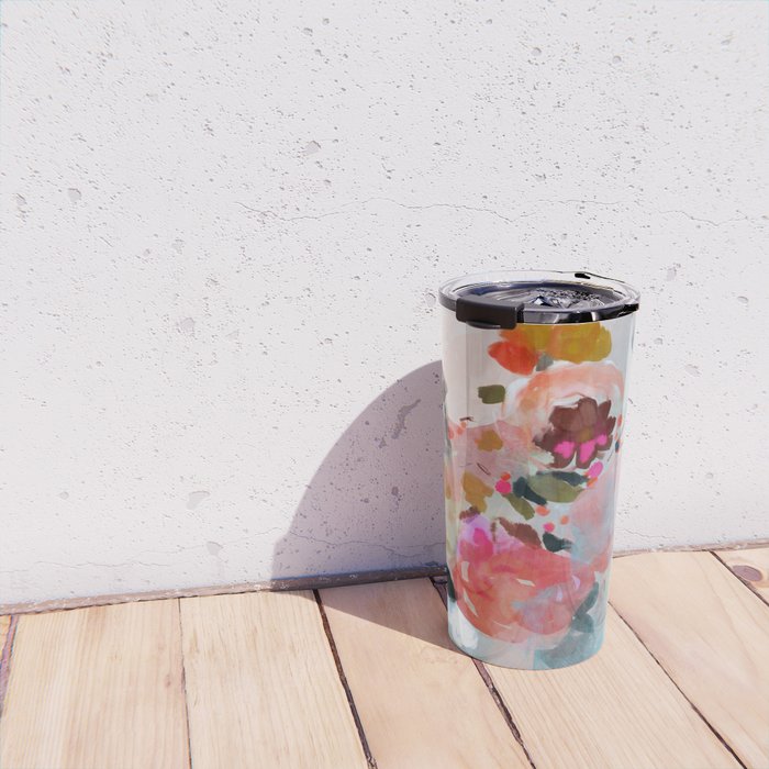 floral bloom abstract painting Travel Mug Gallery Image 4