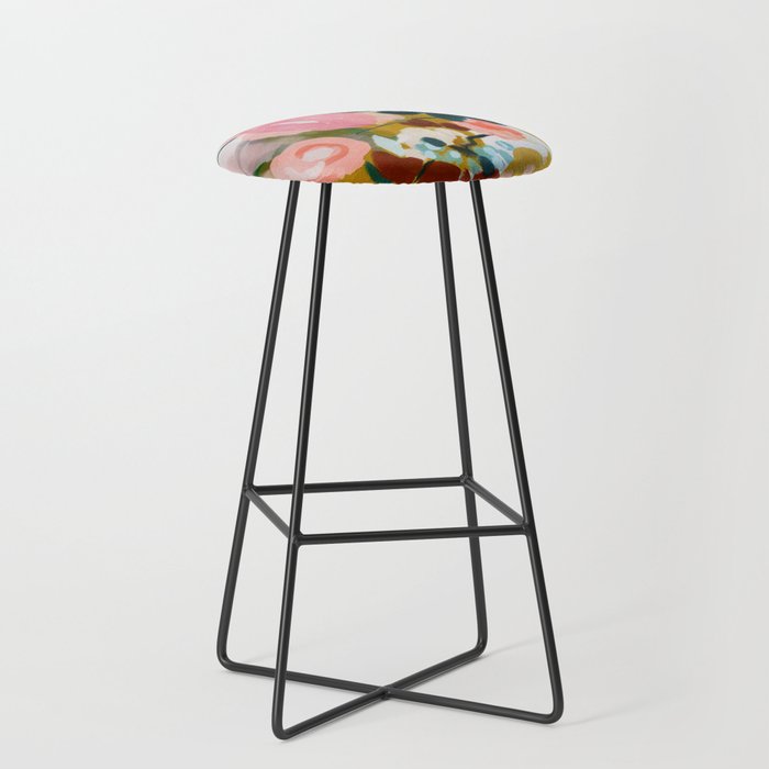 floral bloom abstract painting Stool Gallery Image 1