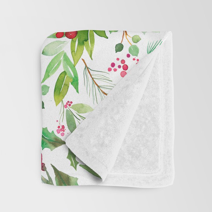 Holiday Christmas Winter Nature Botanical Leaves Green Throw Blanket Gallery Image 3