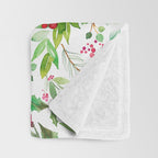 Holiday Christmas Winter Nature Botanical Leaves Green Throw Blanket Gallery Image 3