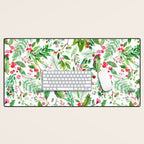 Holiday Christmas Winter Nature Botanical Leaves Green Desk Mat Gallery Image 1