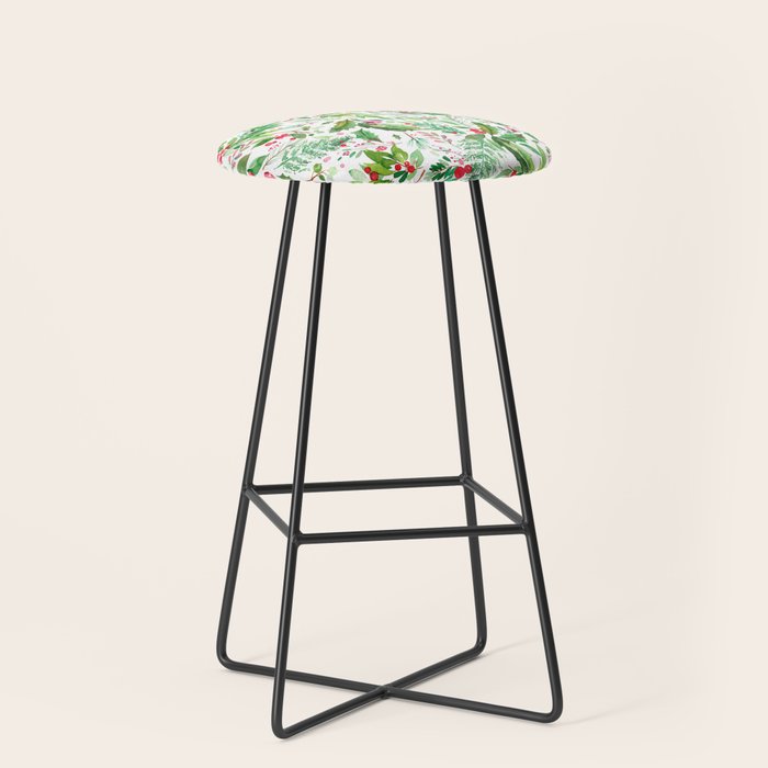 Holiday Christmas Winter Nature Botanical Leaves Green Stool