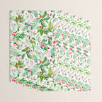 Holiday Christmas Winter Nature Botanical Leaves Green Wrapping Paper Gallery Image 3