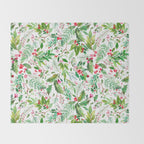 Holiday Christmas Winter Nature Botanical Leaves Green Throw Blanket Gallery Image 2