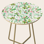 Holiday Christmas Winter Nature Botanical Leaves Green Side Table Gallery Image 2