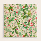 Holiday Christmas Winter Nature Botanical Leaves Green Wood Wall Art Gallery Image 1