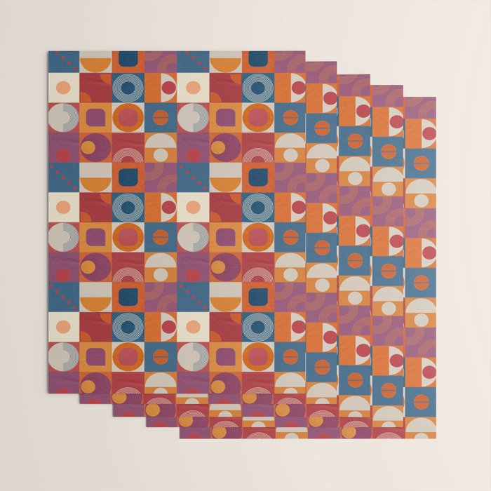 Retro Geo Textile Mid Century Pattern Wrapping Paper Gallery Image 3