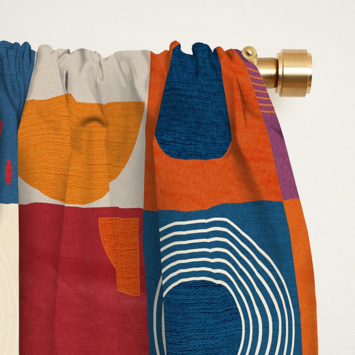 Retro Geo Textile Mid Century Pattern Window Curtain Gallery Image 2