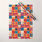 Retro Geo Textile Mid Century Pattern Wrapping Paper Gallery Image 1