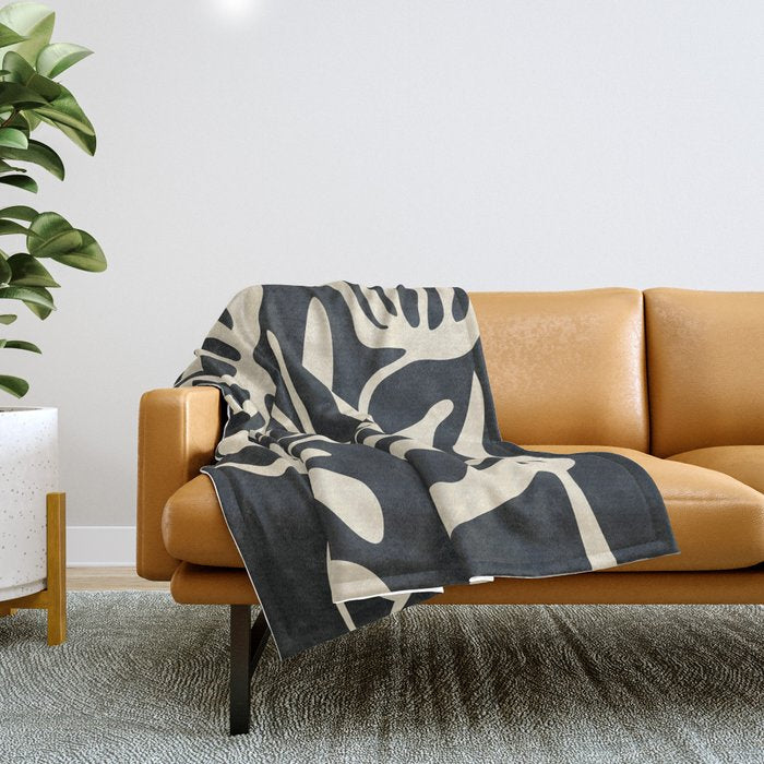 Minimal Abstract Art Plant 1 Throw Blanket Gallery Image 1