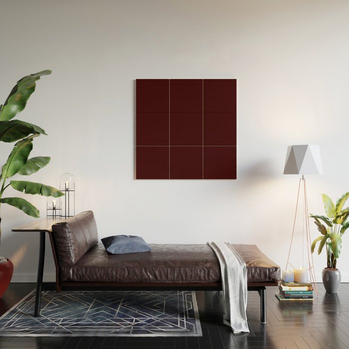 Dark Maroon Broown Solid Color Plain Earth Tone Modern Abstract  Wood Wall Art Gallery Image 2