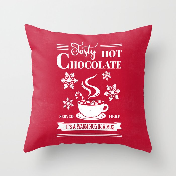 Tasty Hot Chocolate Red Throw Pillow Gallery Image 1