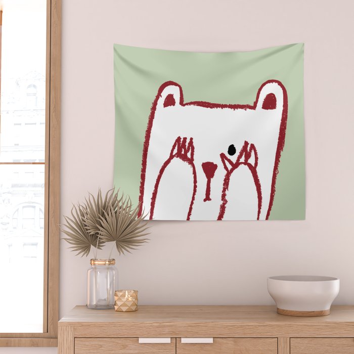 No peeking polar bear Wall Tapestry Gallery Image 2