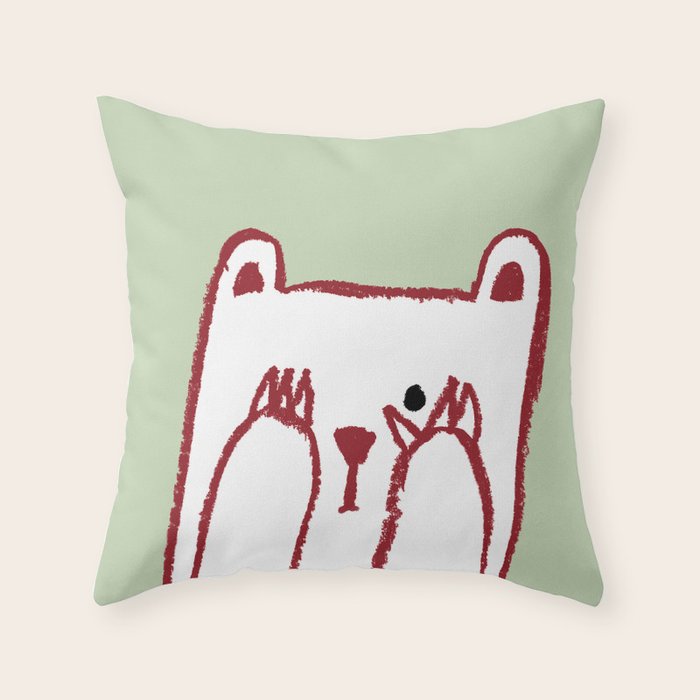 No peeking polar bear Throw Pillow Gallery Image 6