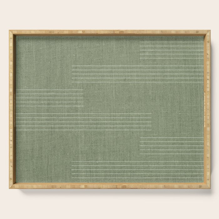 Minimal, Fine Stripe, Pattern, in Green Serving Tray Gallery Image 1