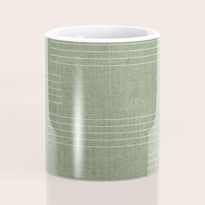 Minimal, Fine Stripe, Pattern, in Green Coffee Mug Gallery Image 4