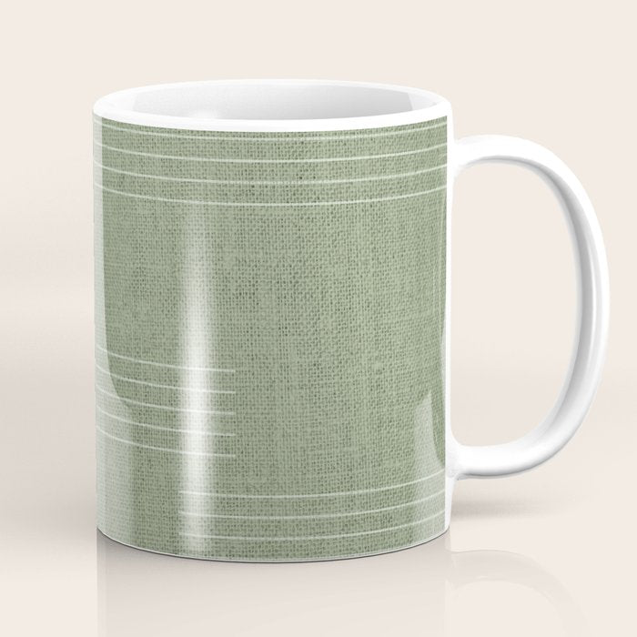 Minimal, Fine Stripe, Pattern, in Green Coffee Mug Gallery Image 1