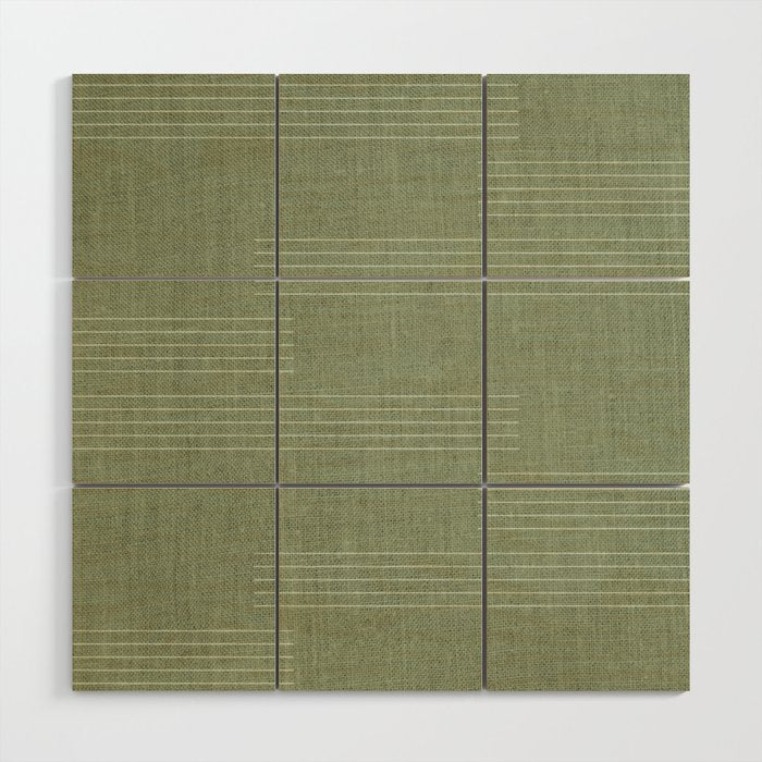 Minimal, Fine Stripe, Pattern, in Green Wood Wall Art Gallery Image 1
