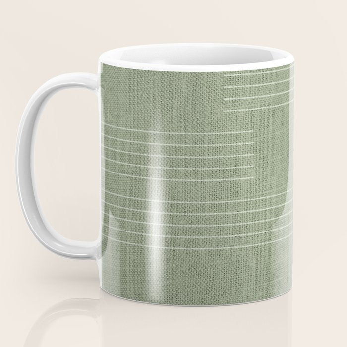 Minimal, Fine Stripe, Pattern, in Green Coffee Mug Gallery Image 3