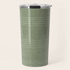 Minimal, Fine Stripe, Pattern, in Green Travel Mug Gallery Image 1