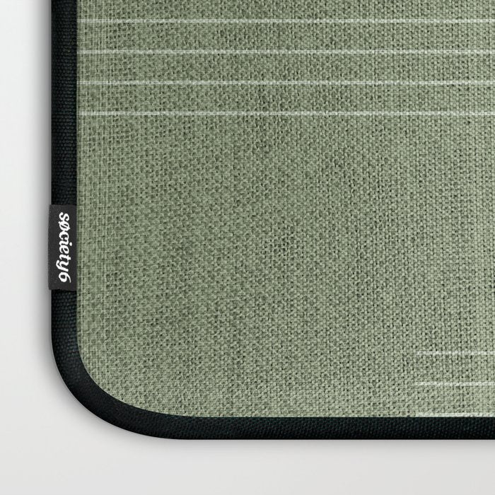 Minimal, Fine Stripe, Pattern, in Green Laptop Sleeve Gallery Image 3