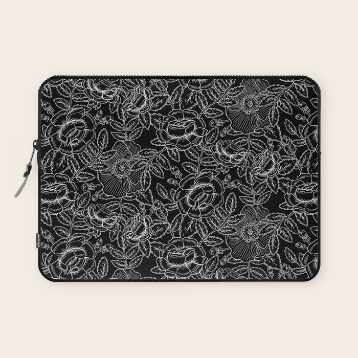 Gothic Rose in Black and White Laptop Sleeve Gallery Image 1