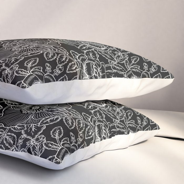 Gothic Rose in Black and White Pillow Sham Gallery Image 3