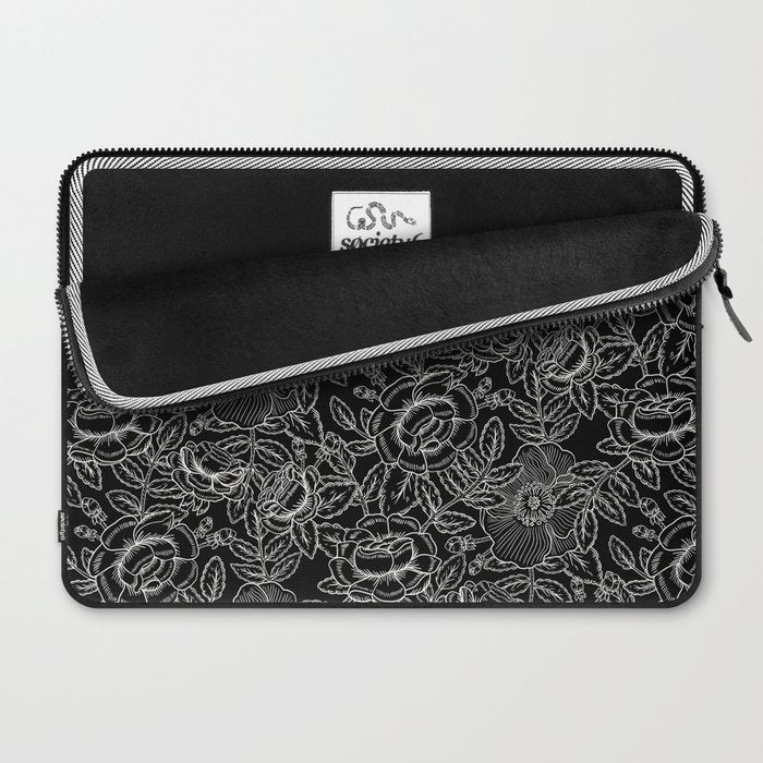 Gothic Rose in Black and White Laptop Sleeve Gallery Image 2