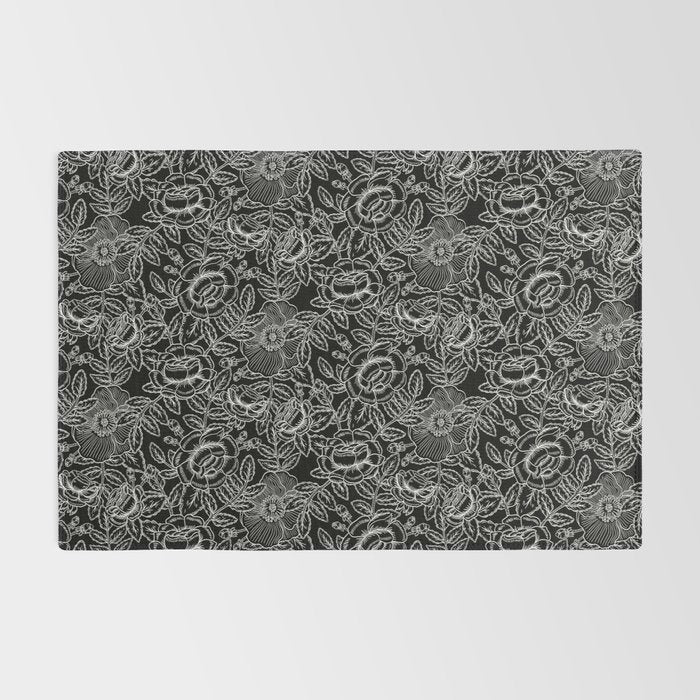 Gothic Rose in Black and White Rug Gallery Image 2